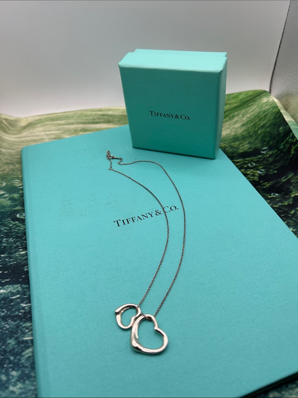 Tiffany & Co Silver Double Heart Peretti Necklace .925 Silver Beautiful!